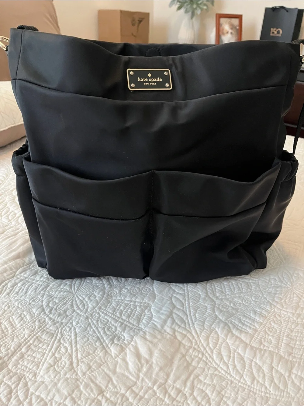 Kate Spade Black Nylon Black Baby Diaper Bag Tote. Like New!